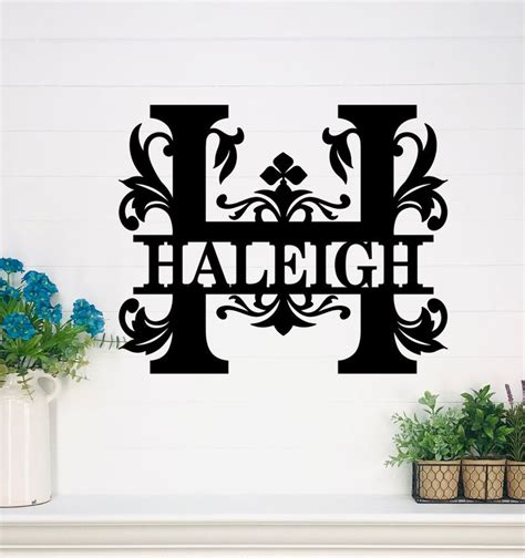 Regal Split Letter Monogram Last Name Metal Sign Personalized Home