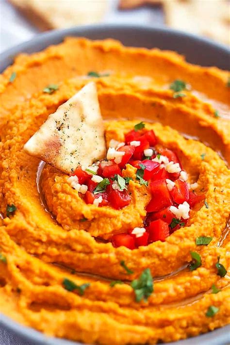 Roasted Red Pepper Hummus Creme De La Crumb