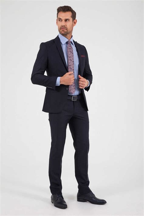 Lacivert Slim Fit Tak M Elbise Hatemo Lu