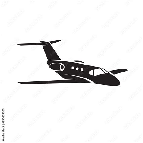 Private Jet Vector Icon Business Jet Illustration Flat Design Stock