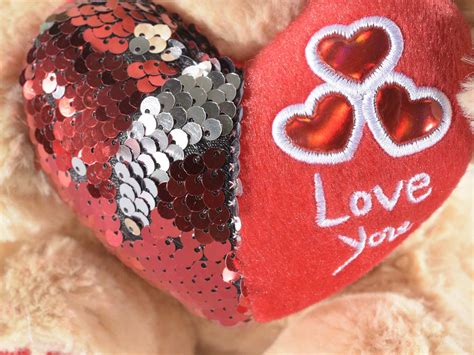 Orsetto Peluche Con Cuore E Orecchie Paillettes Reversibili