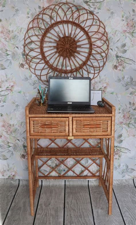 Wicker Dressing Table Computer Table Bedside Table Rattan Etsy