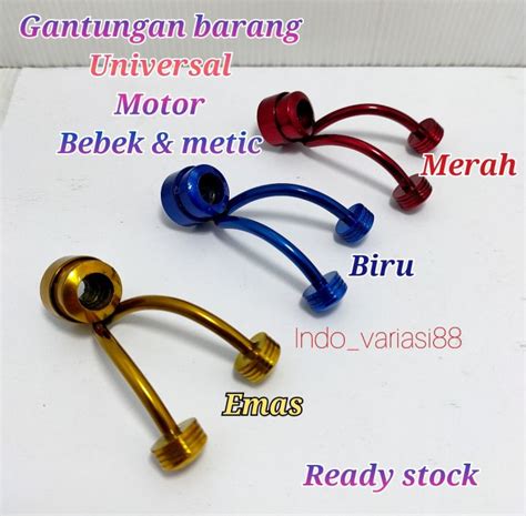 Gantungan Barang Motor Matic Model Cabang Full Besi Warna Emas Biru