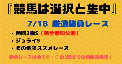 718 勝負レース 函館2歳s（無料）など｜ハイエンド 『競馬は選択と集中』