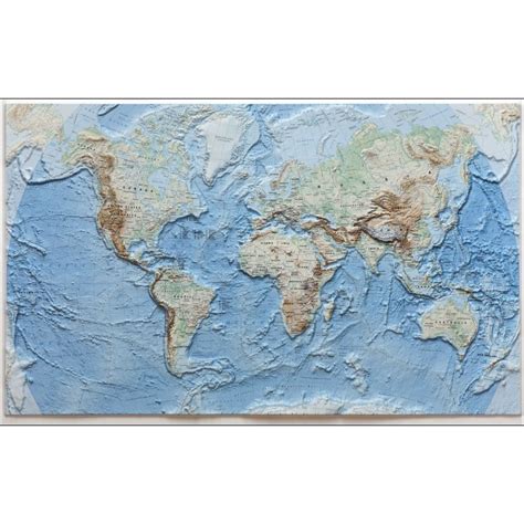 World Raised Relief 3D Map - The Tasmanian Map Centre