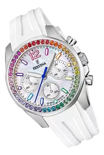 Reloj Festina Blanco Piedra Multicolor Mujer Caucho F20610 2 Color Del