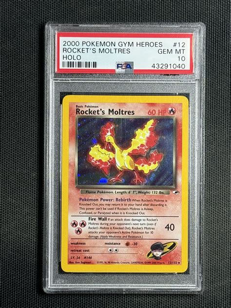 Psa Rocket S Moltres Holo Rare Unlimited Gym Heroes Pok Mon