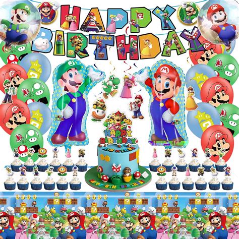 Super Mario Bros Birthday Party Supplies Happy Birthday Banner