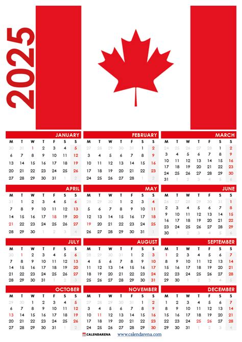 Free Printable Calendar Canada With Holidays Foremost Notable