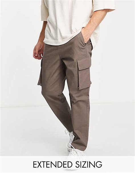 Asos Design Relaxed Skater Cargo Trousers In Brown Asos