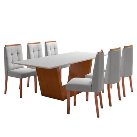 Conjunto Mesa De Jantar Barcelona Cadeiras Barcelona Bege