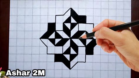 Easy 3d Optical Illusion Drawing On Graph Paper Youtube