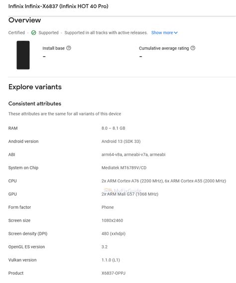 Infinix Hot 40 Series Listed On Google Play Console With Specifications