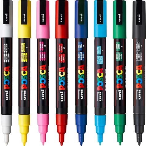 Posca PC 3M Jeu De 8 Stylos Marqueurs Suitup Art Supplies