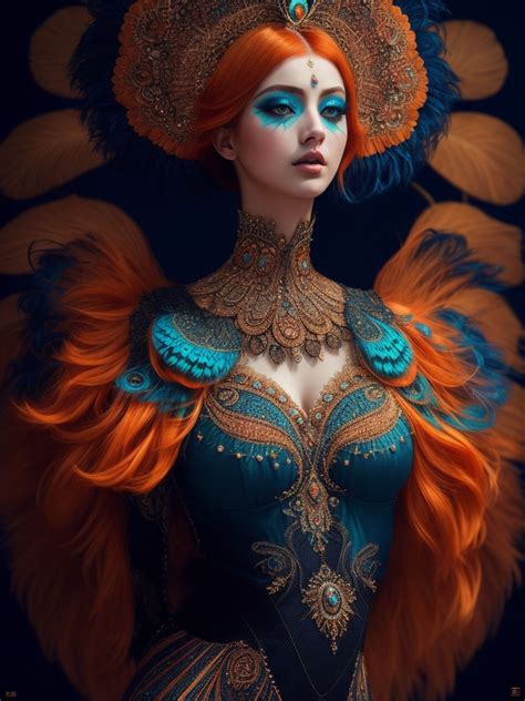 Attractive Peacock Woman Orange Hair Wide 3 By Arrojado On Deviantart