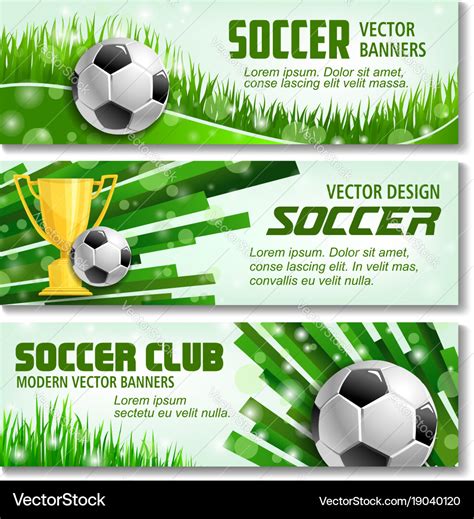 Football Sport 3d Banner Of Soccer Ball And Trophy