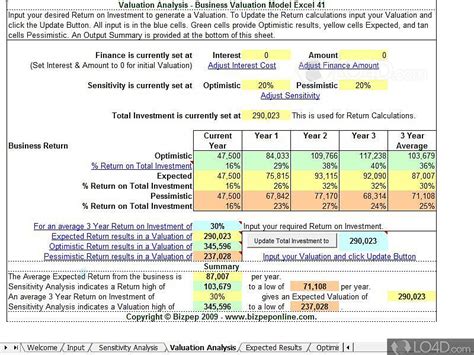 Business Valuation Model Excel Download