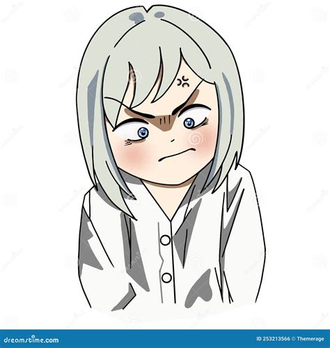 Cute Beautiful Anime Girl Outraged Anime Illustration Stock Vector