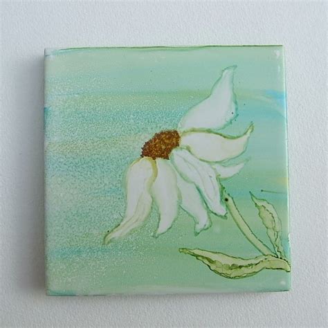 Hand Painted Ceramic Tile Coaster Daisy £400 Ceramic Tile Crafts