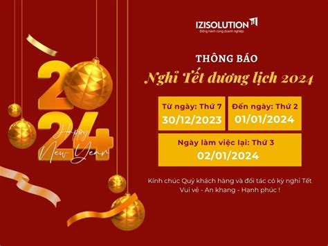 THÔNG BÁO LỊCH NGHỈ TẾT DƯƠNG LỊCH 2024