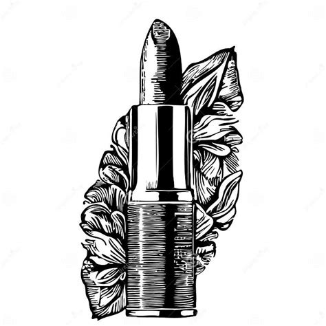 Women Lipstick Vintage Cosmetics Hand Drawn Sketch Vector Illustration