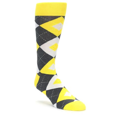 Daisy Gray Argyle Wedding Groomsmen Mens Dress Socks