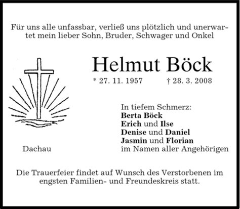 Trauer Und Todesanzeigen Von Helmut B Ck Trauer De