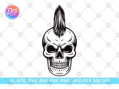 Mohawk Skull Svg Skull Svg Skeleton Svg Skull Clipart Etsy Australia