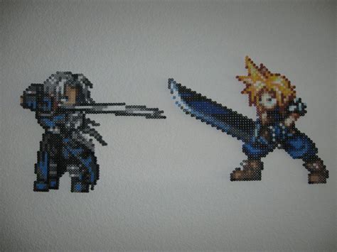 Hama Final Fantasy Cloud And Sephiroth Pixel Art Pattern Anime