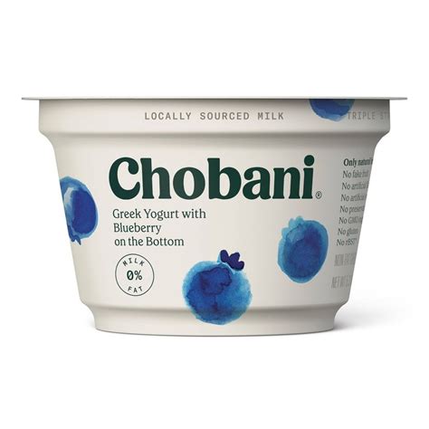 Chobani Blueberry On The Bottom Nonfat Greek Yogurt Oz Nonfat