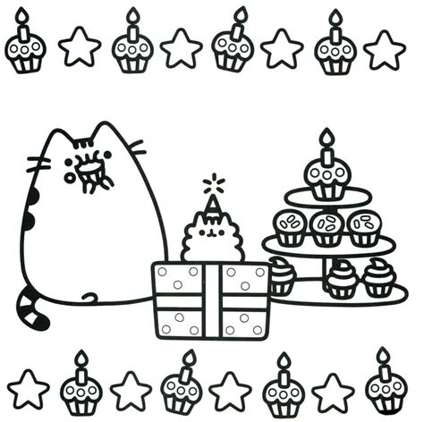 Pusheen With Donuts Coloring Page Free Printable Coloring Pages For Kids