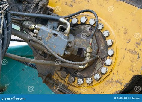 Excavator Pressure Pipes System Stock Image 106937173