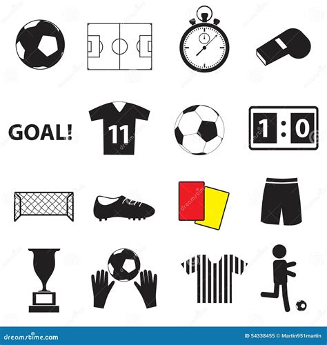 Soccer Football Simple Black Icons Set Eps Stock Vector