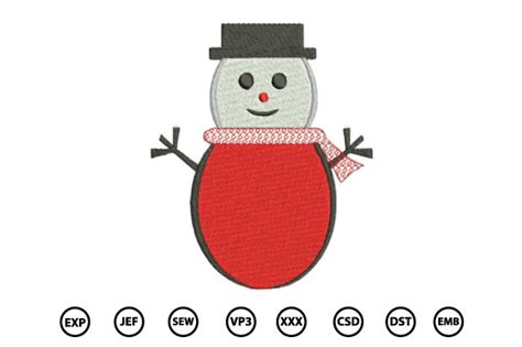 Winter Snowman Embroidery Design Creative Fabrica