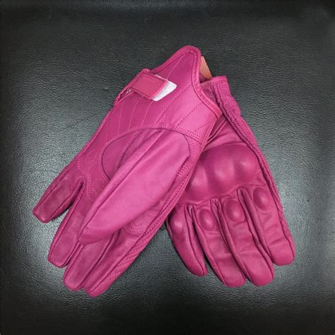 MJMOTO Top Guantes Real Leather Fashion Glove Leather Full Finger Pink