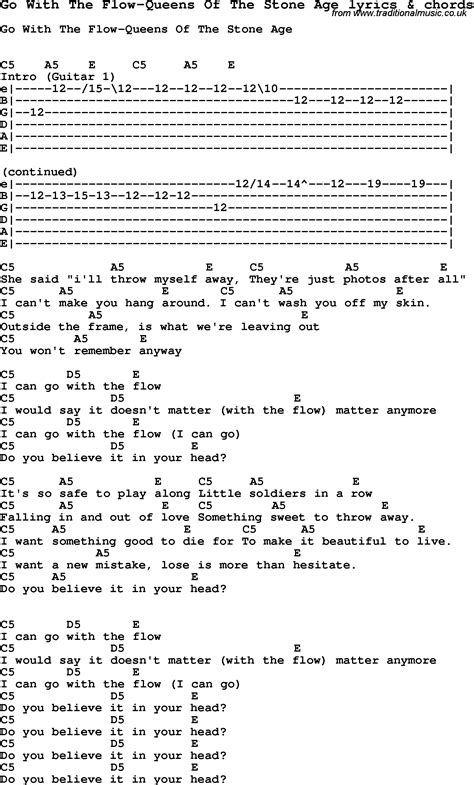 Love Song Lyrics for:Go With The Flow-Queens Of The Stone Age with chords.