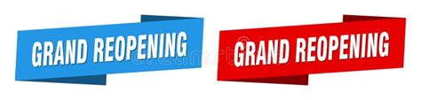 Grand Reopening Banner. Grand Reopening Ribbon Label Sign Set Stock ...