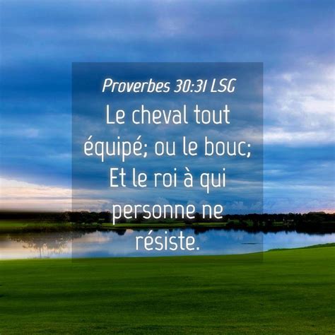 Proverbes 30 31 LSG Le cheval tout équipé ou le bouc Et le roi à