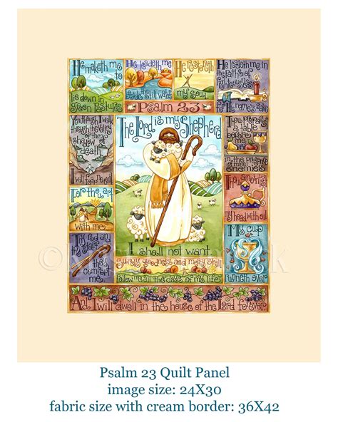 FABRIC PANEL Psalm 23 Cotton Quilt Fabric Panel Overall Fabric Etsy