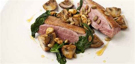 Duck Breast With Pickled Mushrooms Pumpkin Seeds And Peanuts Recipe