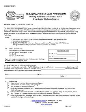 Fillable Online Des Nh Application For Groundwater Discharge Permit