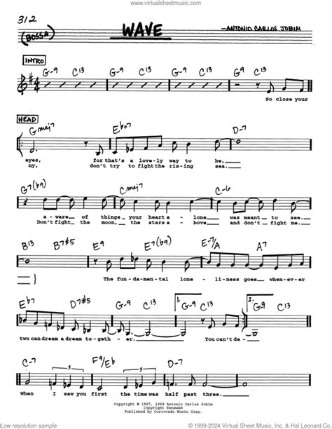 Wave Low Voice Sheet Music Real Book With Lyrics Pdf