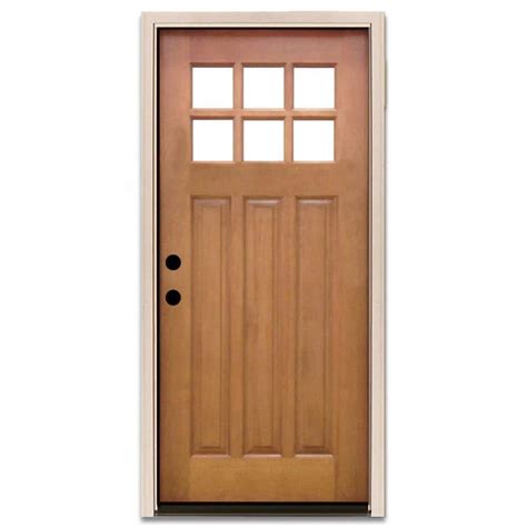 Steves And Sons 36 In X 80 In Craftsman 3 Lite Arch Stained Mahogany Wood Prehung Front Door