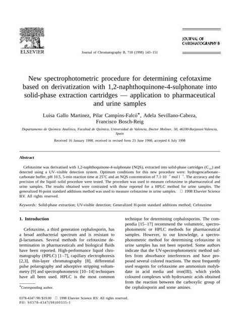 Pdf New Spectrophotometric Procedure For Determining Cefotaxime Based