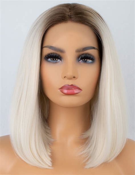 Kryssma Blonde Bob Prücke Womens Natural Looking Short Bob Wigs Ombre