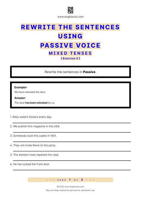 Rewrite The Sentences Using Passive Voice Mixed Tenses Exercise