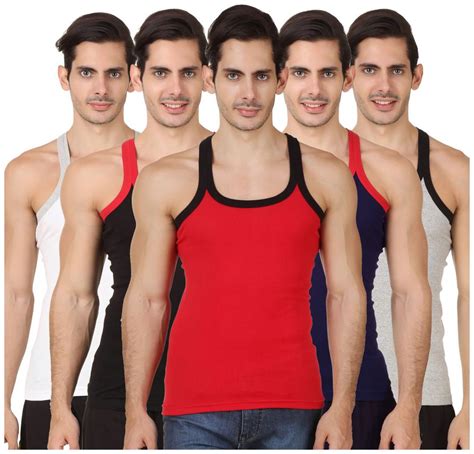 Buy Hap Kings Rib Mens Gym Vest Multicolor Pack Pack Of 5 Online At Low Prices In India