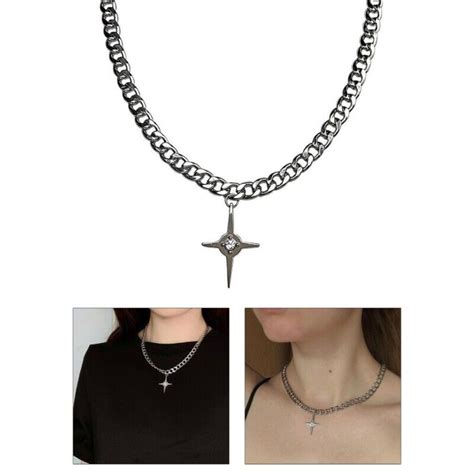 Exquisite Starlight Cross Statement Necklace Alloy Cool Girl Clavicular