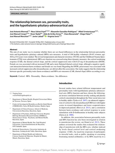 The Relationship Between Sex Personality Traits And The Hypothalamic