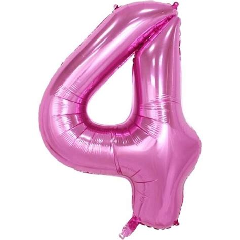 Ballon Rose En Forme De Chiffre 4 101 6 Cm Géant En Feuille D Hélium